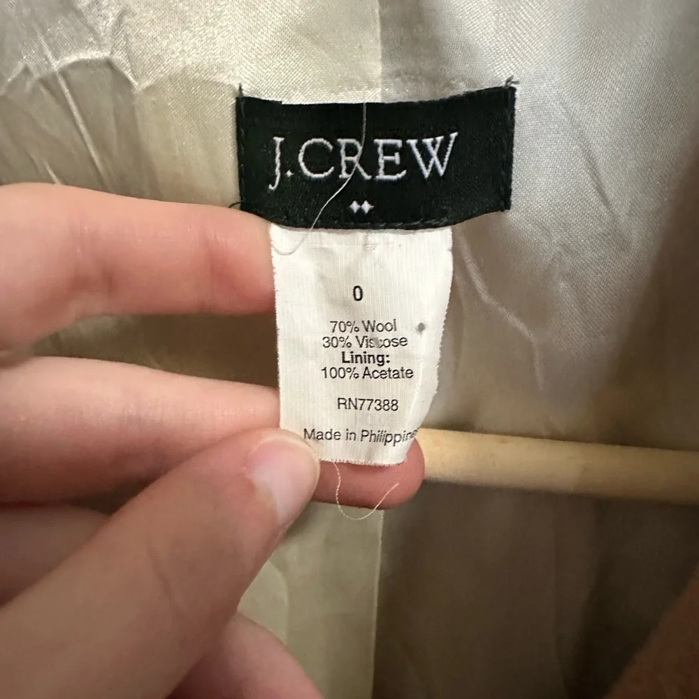 J. Crew Women’s Brown Wool Pea Coat size 0 - Picture 3 of 5